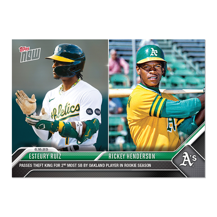 Esteury Ruiz/Rickey Henderson - 2023 MLB Topps NOW® Card 453 - PR: 942