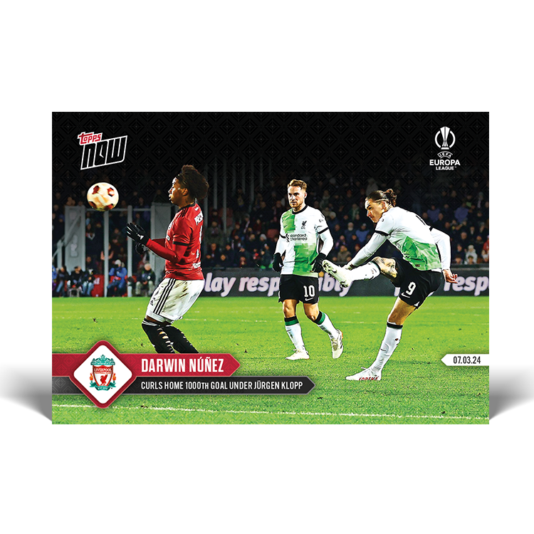 Darwin Núñez - Curls home 1000th goal under Jürgen Klopp - UEL Topps NOW® Card #30 - PR: 255