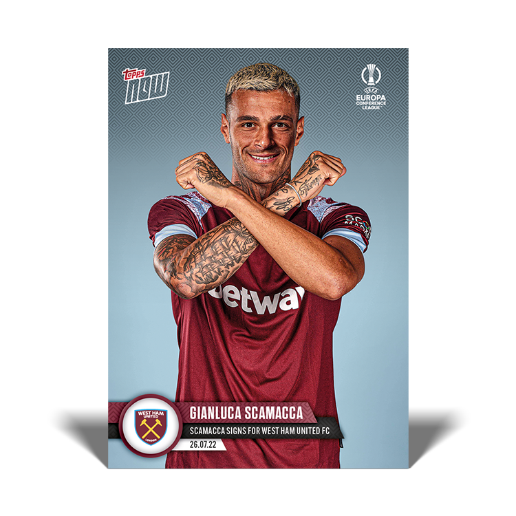 Scamacca signs for West Ham United FC - UCL Topps NOW® Card #PS12 - PR: 228
