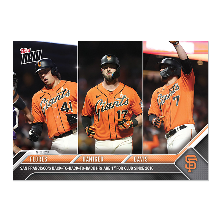 Wilmer Flores/ Mitch Haniger/ J.D. Davis - 2023 MLB Topps NOW® Card 836 - PR: 329