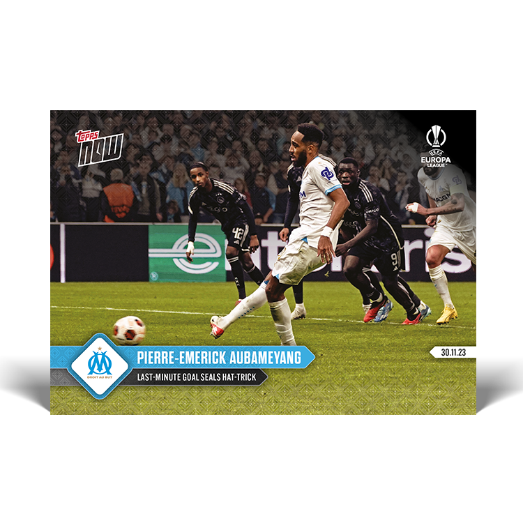 Pierre-Emerick Aubameyang - Last-minute goal seals hat-trick - UEL Topps NOW® Card #23 - PR: 80