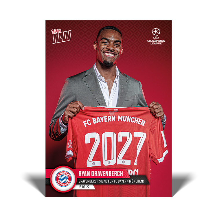 Gravenberch signs for FC Bayern Munchen! - UCL Topps NOW® Card #PS04 - PR: 1204