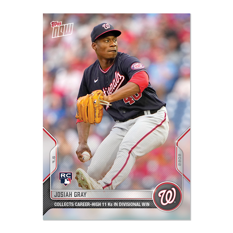 Josiah Gray - 2022 MLB Topps NOW® Card 480 - PR: 525