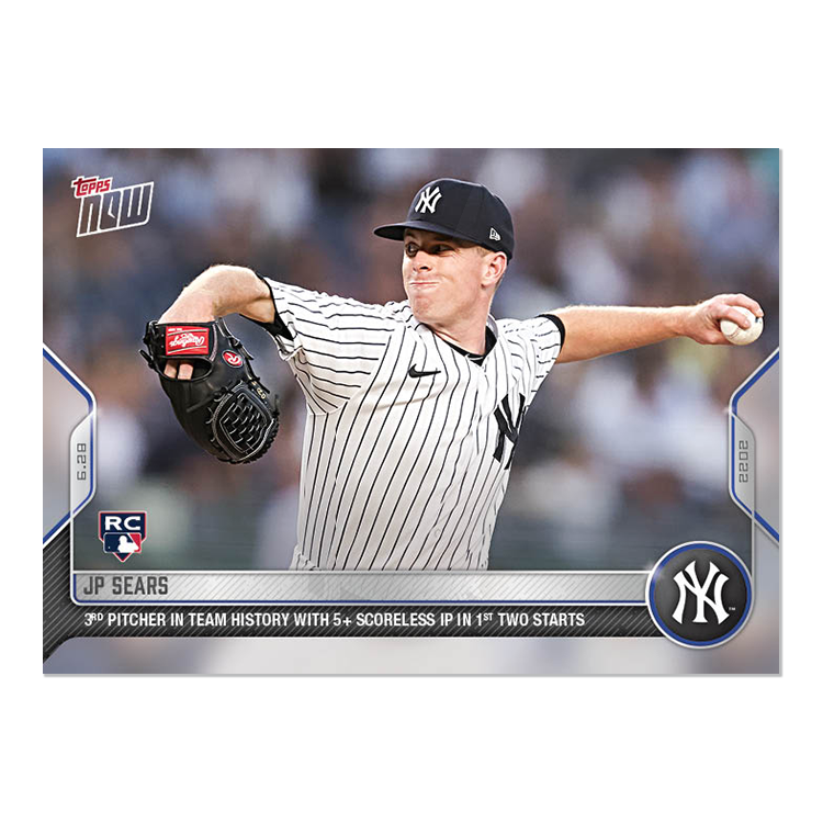 JP Sears  - 2022 MLB Topps NOW® Card 425 - PR: 672