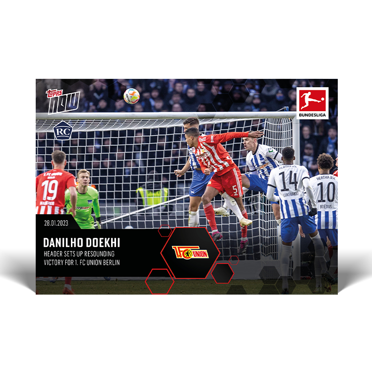 Header setsup resounding victory for 1. FC Union Berlin - Bundesliga Topps NOW® Card #118 - PR: 129