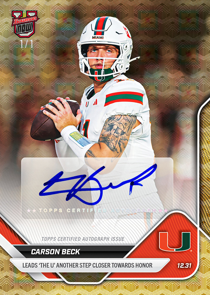 Carson Beck - 2025-26 Bowman U NOW® Football - Card 63 - PR: 1627