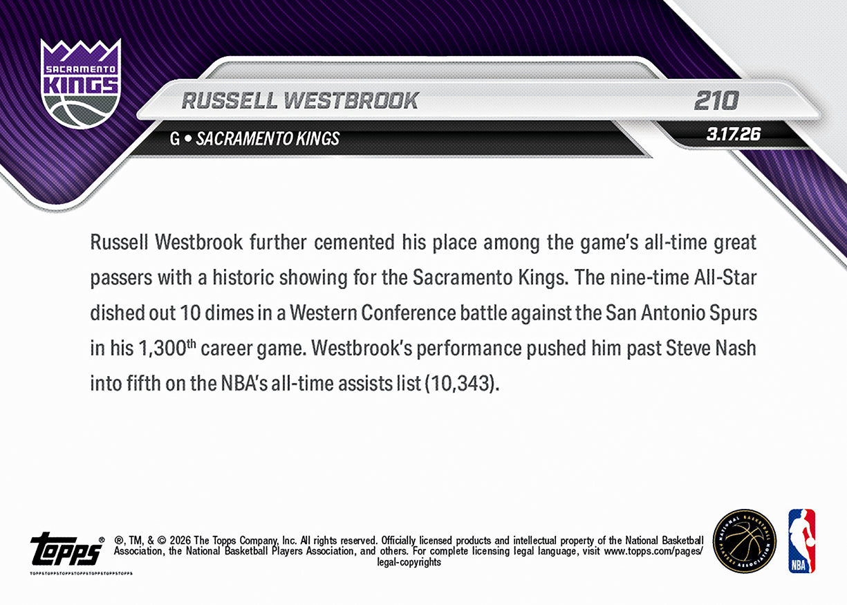 Russell Westbrook - 2025-26 NBA Topps NOW® - Card 210