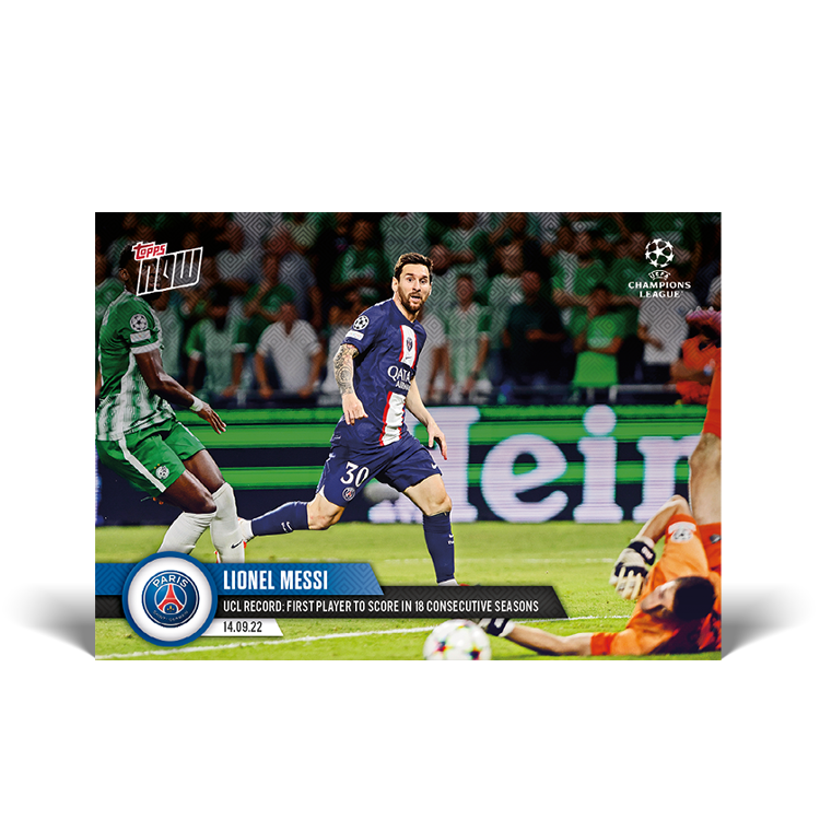 UEFA Champions League Record: First player to score in 18 consecutive seasons - UCL Topps NOW® Card #27 - PR: 1822