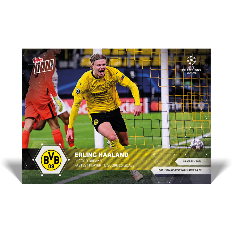UEFA Champions League record: Fastest player to score 20 goals - UCL Topps NOW® Card #50 - Print Run: 7575