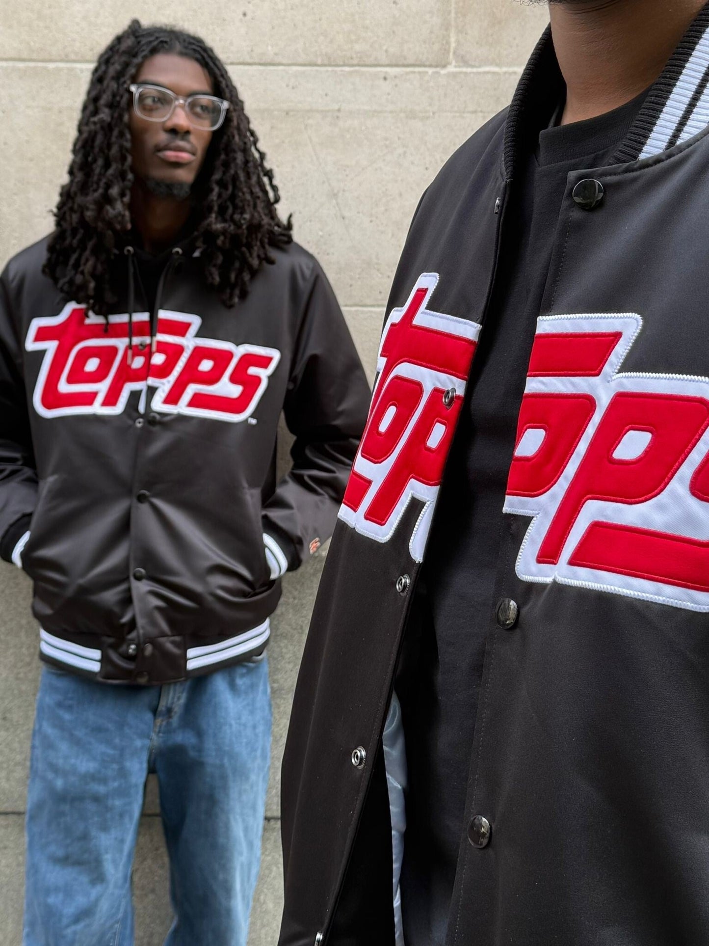 Topps Black Heavyweight Satin Bomber Jacket