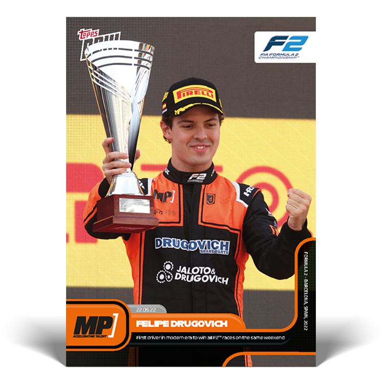 First driver in modern era to win both F2 races - F1 Topps NOW® Card #23 - PR: 1193