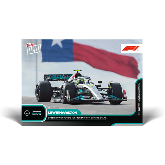 Breaks British record for race starts in battling drive - F1 Topps NOW® Card #70 - PR: 1098