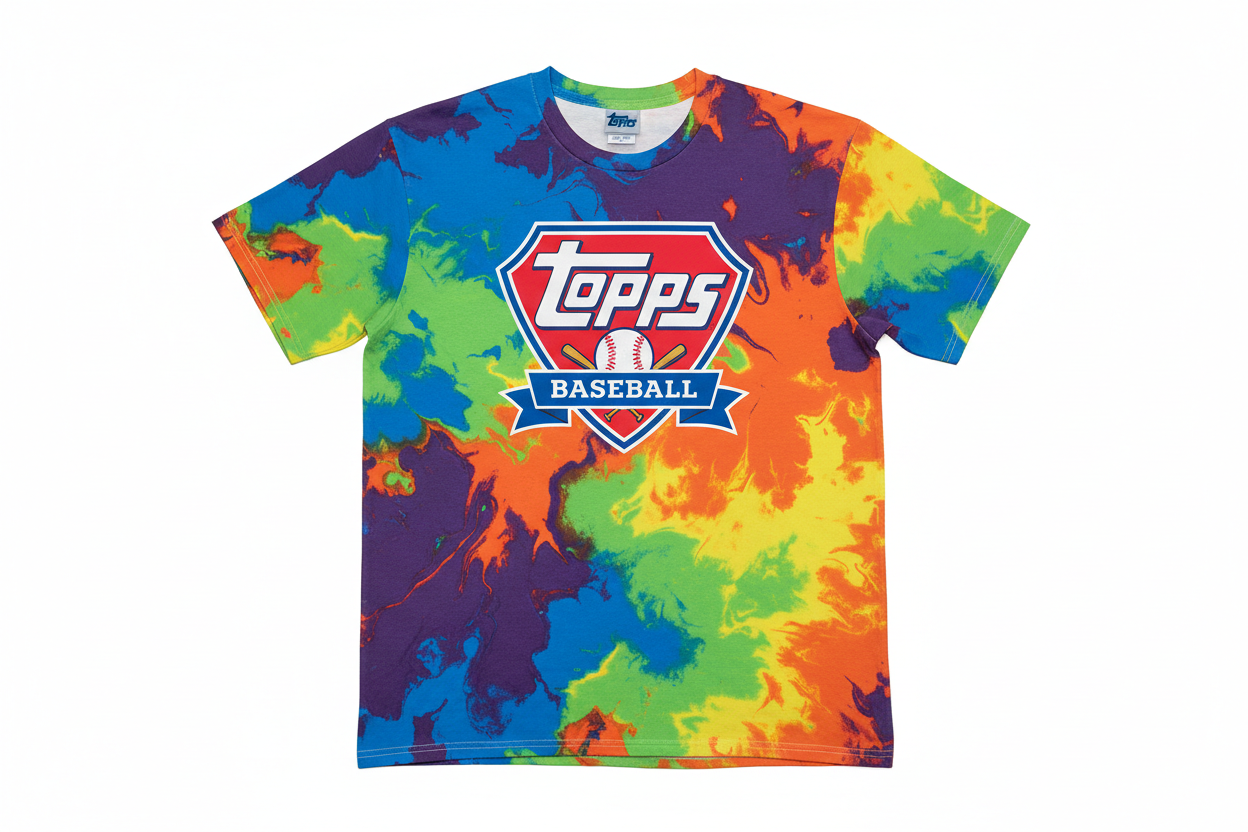 multicolor t-shirt with topps baseball logo
