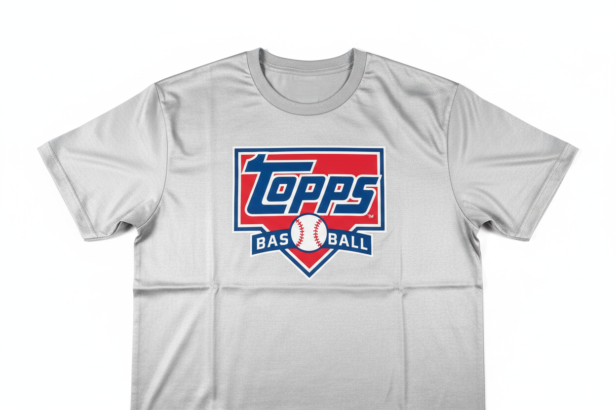 silver t-shirt with Topps baseball logo